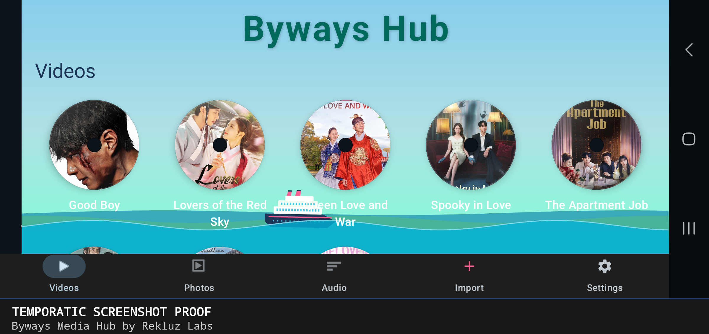 Byways Media Hub Videos tab, showing folder-based show and movie posters
